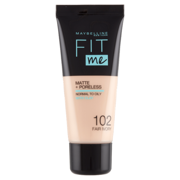 Maybelline New York Fondotinta Fit Me Matte&Poreless, Finish Opacizzante, 102 Fair Ivory