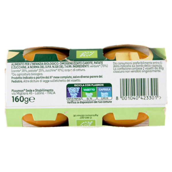 Plasmon semplicemente bio verdurine miste 2 x 80 g