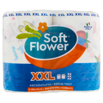 Soft Flower XXL Asciugatutto 2 Veli 300 Strappi 2 Pz