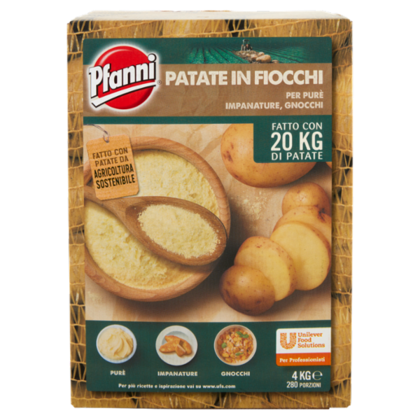 Pfanni Patate in Fiocchi per Purè, Impanature, Gnocchi 4 Kg