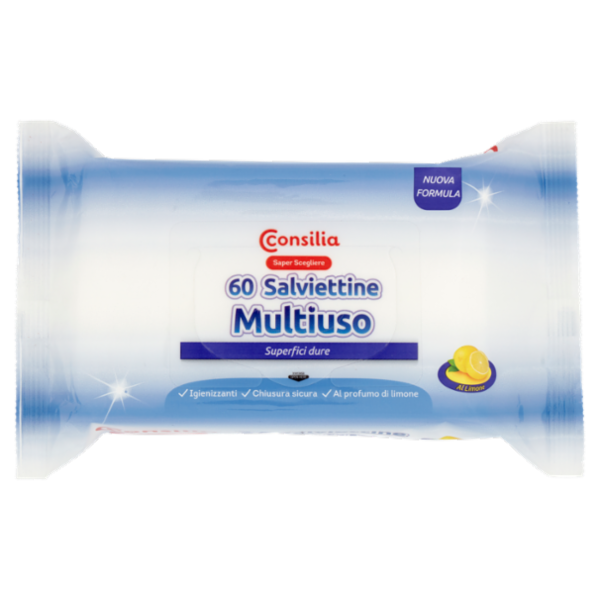 Consilia Saper Scegliere Salviettine Multiuso Superfici dure al Limone 60 pz