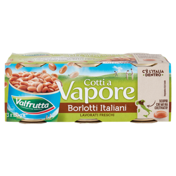 Valfrutta Cotti a Vapore Borlotti Italiani 3 x 150 g