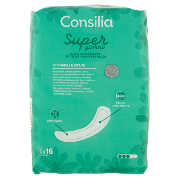 Consilia Super giorno Assorbenti Stesi Anatomici 16 pezzi