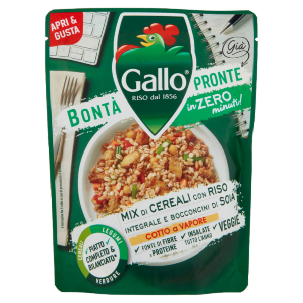Gallo Bontà Pronte Mix di Cereali con Riso Integrale e Bocconcini di Soia 220 g