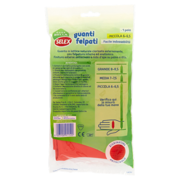 Selex Casa Bella Guanti Felpati Misura Piccola (6-6,5)