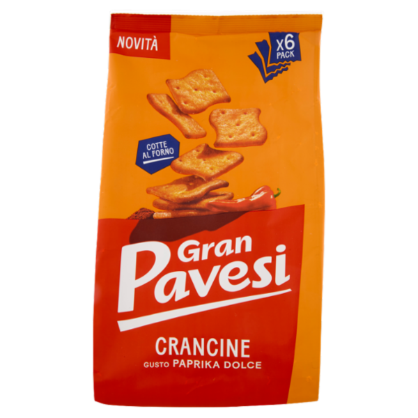 Gran Pavesi Crancine Gusto Paprika Dolce Snack Cotte al Forno 6 Pacchetti 180g
