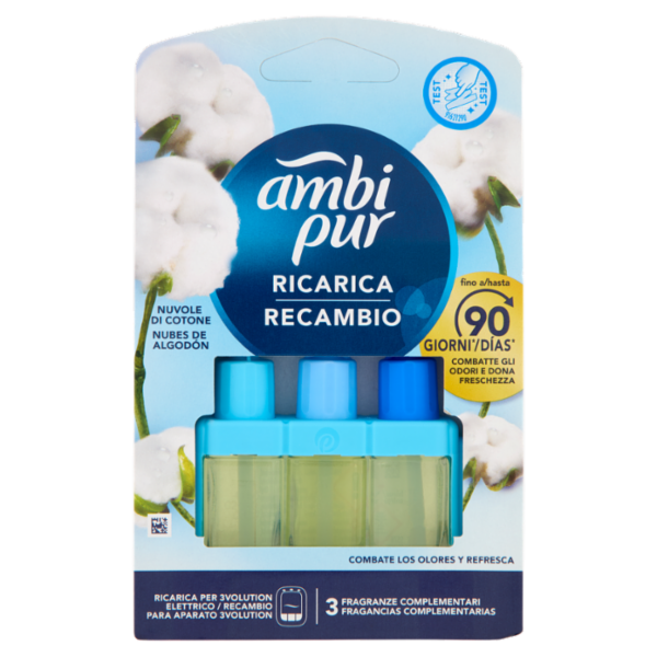 Ambi Pur Profumatore per Ambienti Elettrico Ricarica 3Volution, Nuvole di Cotone 20 ml