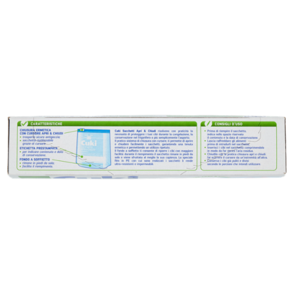 Cuki Conserva Sacchetti Apri & Chiudi ermetici piccoli - 1L - 20 x 15 cm 15 pz