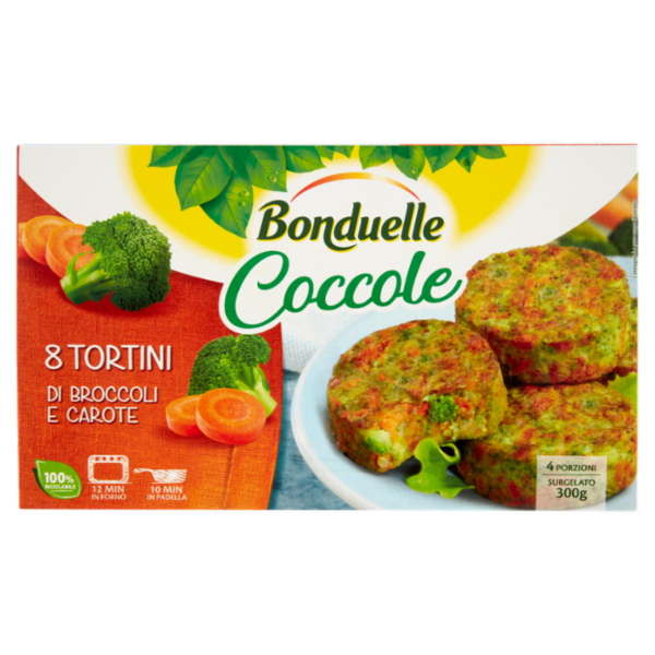 Bonduelle Coccole 8 Tortini di Broccoli e Carote Surgelato 300 g