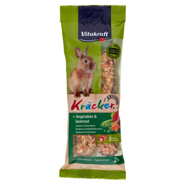 Vitakraft Kräcker Original + Verdure & barbabietola rossa conigli nani 2 pezzi 112 g