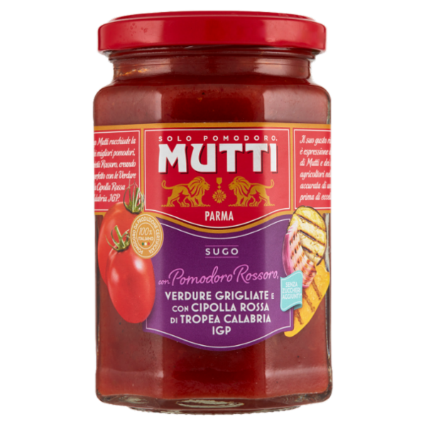 Mutti Sugo con Pomodoro Rossoro, Verdure Grigliate e con Cipolla Rossa di Tropea Calabria IGP 280 g
