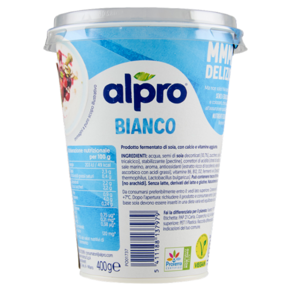 ALPRO Alternativa Vegetale allo Yogurt, Bianco, a base di Soia, basso in Grassi, No Lattosio, 400g