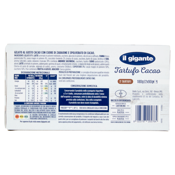 IL GIGANTE Tartufo Cacao 2 x 90 g