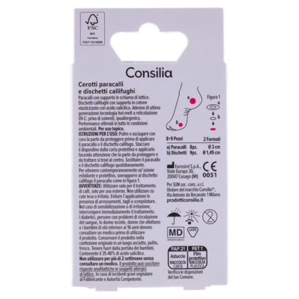 Consilia 8 Cerotti Paracalli e 9 Dischetti Callifughi 2 Formati