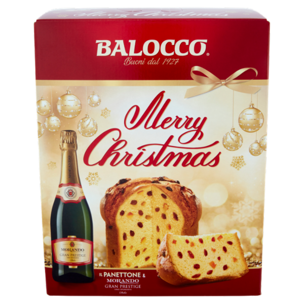 Balocco Merry Christmas il Panettone 750 g & Morando Gran Prestige Vino Spumante Dolce 75 cl