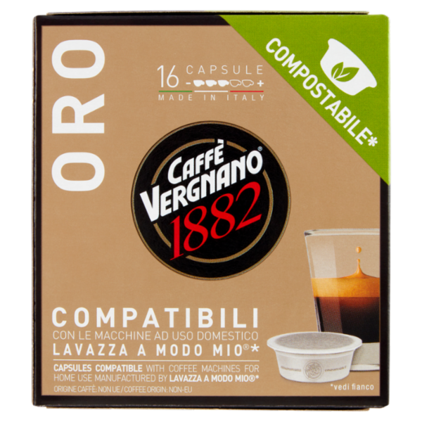Caffè Vergnano 1882 Oro Compostabile** Capsule Compatibili Lavazza a Modo Mio* 16 x 7,5 g