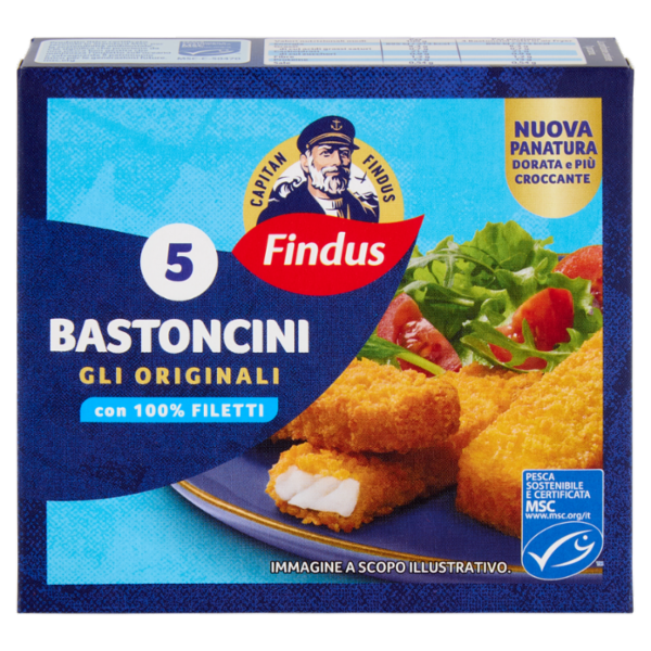 Capitan Findus 5 Bastoncini con 100% Filetti di Merluzzo 125 g