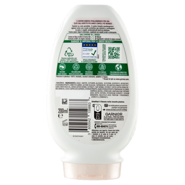 Garnier Ultra Dolce Balsamo Delicatezza D'Avena per capelli delicati, senza parabeni, 200 ml