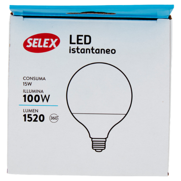 Selex Lampadina Led Sfera E27 15W Luce Calda