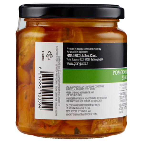 grangusto Pomodorini Datterini Gialli Semi Secchi in Olio 280 g