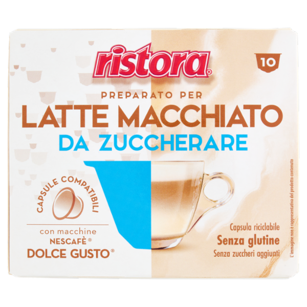 ristora Latte Macchiato da Zuccherare Capsule Compatibili con macchine Nescafè Dolce Gusto 10 x 13 g