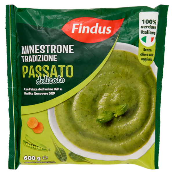 Findus Minestrone Tradizione Passato Delicato con Patate del Fucino IGP e Basilico Genovese DOP 600g