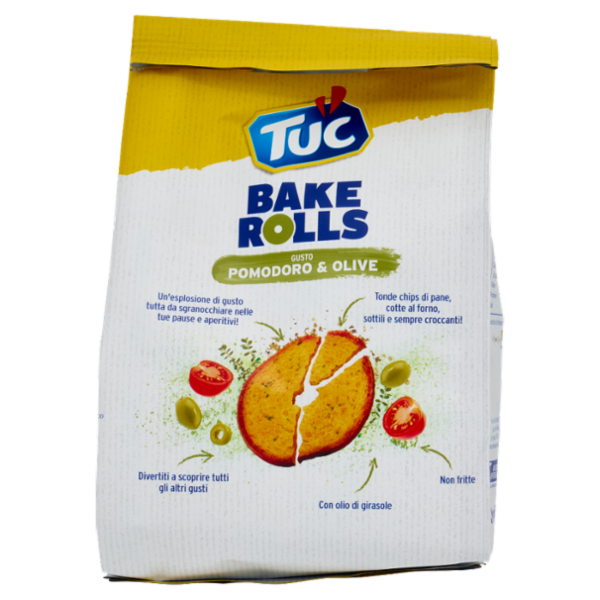 Tuc Bake Rolls, Chips di Pane Sottile e Croccante al Gusto Pomodoro ed Olive 150 g