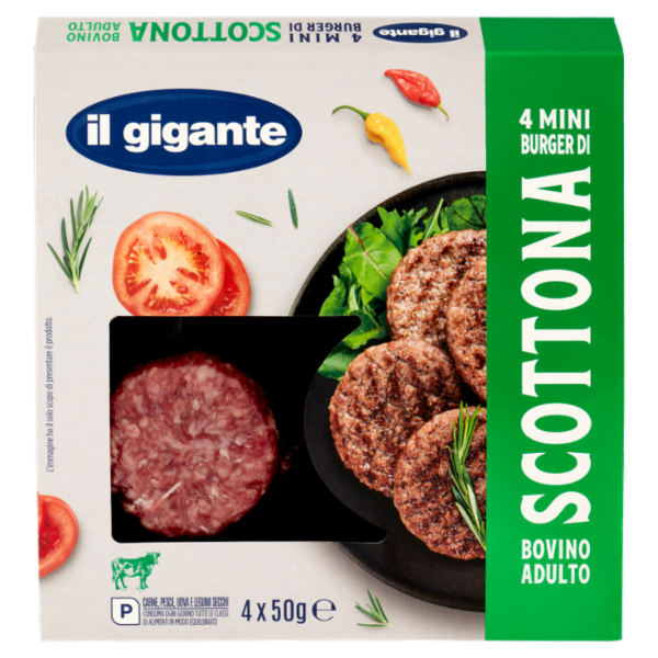 IL GIGANTE 4 Mini Burger di Scottona Bovino Adulto 4 x 50 g