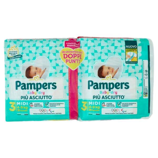 Pampers Baby-dry Midi 28 + 28 pz