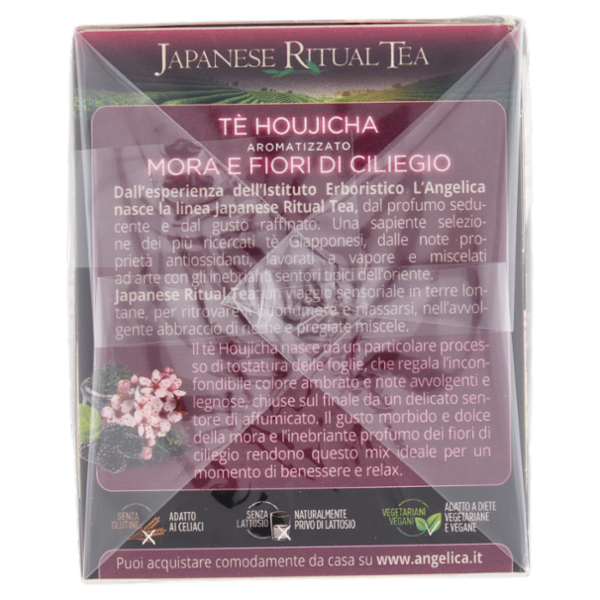 L'Angelica Japanese Ritual Tea Tè Houjicha Aromatizzato Mora e Fiori di Ciliegio 15 Filtri 22,5g