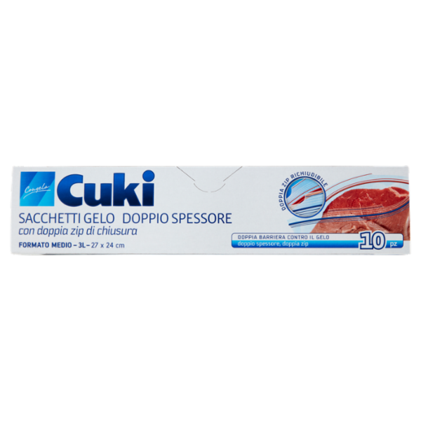 Cuki Congela Sacchetti Gelo Doppio Spessore Formato Medio - 3L- 27 x 24 cm 10 pz