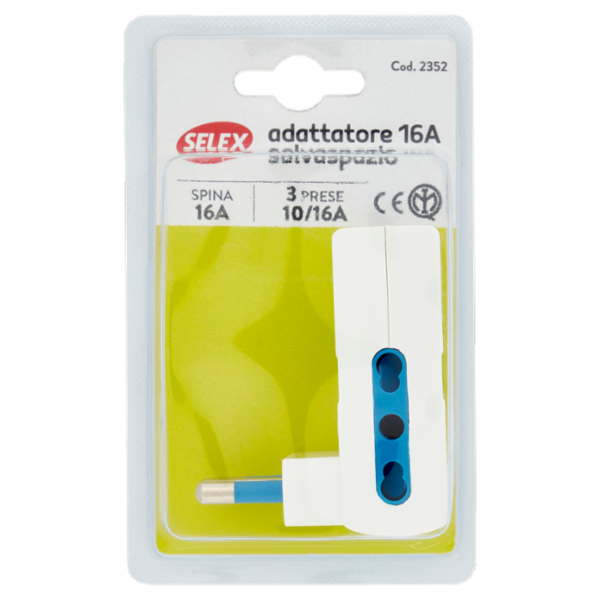 Selex Adattatore Multiplo Salvaspazio Spina 16A + 3 Prese 10/16A(Ita) Bianco