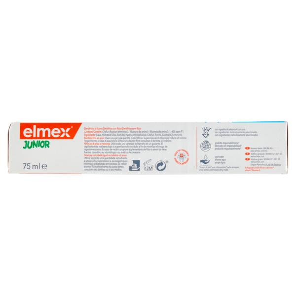 elmex Junior dentifricio bimbi, bambini 6-12 anni, 75ml