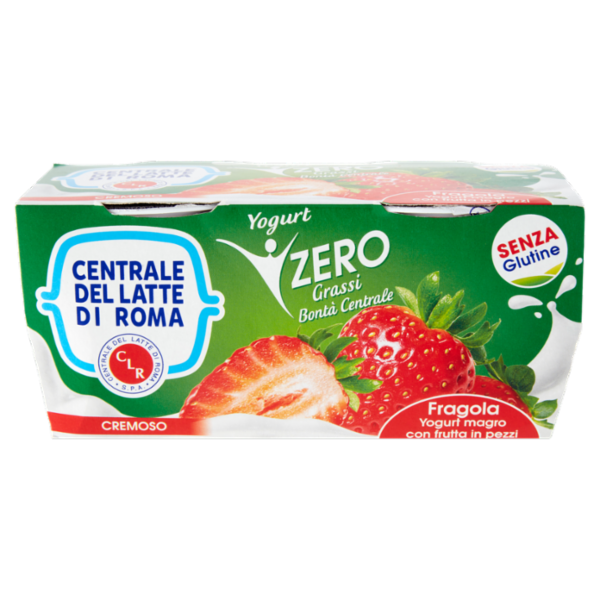Centrale del Latte di Roma Zero Grassi Fragola Yogurt magro con frutta in pezzi 2 x 125 g