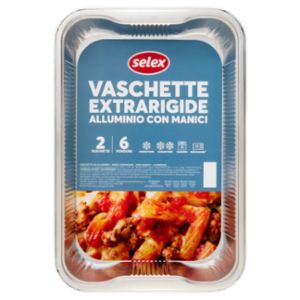 Selex Contenitore Extrarigido In Alluminio Con Manici 6 Porzioni 2 Pezzi