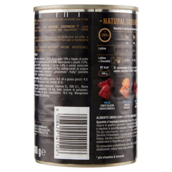 Cesar Natural Goodness Cibo Umido Cane con Pollo, con Patate Dolci, Piselli e Mirtillo Rosso 400 g
