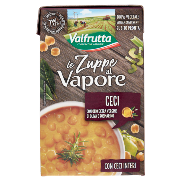 Valfrutta le Zuppe a Vapore Ceci con Olio Extra Vergine di Oliva e Rosmarino 500 g