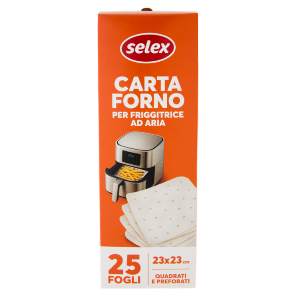 Selex Carta Forno per Friggitrice ad Aria 23x33 cm Quadrati e Preforati 25 fogli