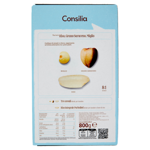 Consilia 3 Cereali Riso, Grano Saraceno e Miglio 800 g