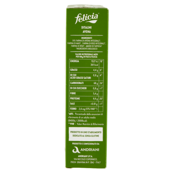 Felicia Bio Ditalini Avena 340 g