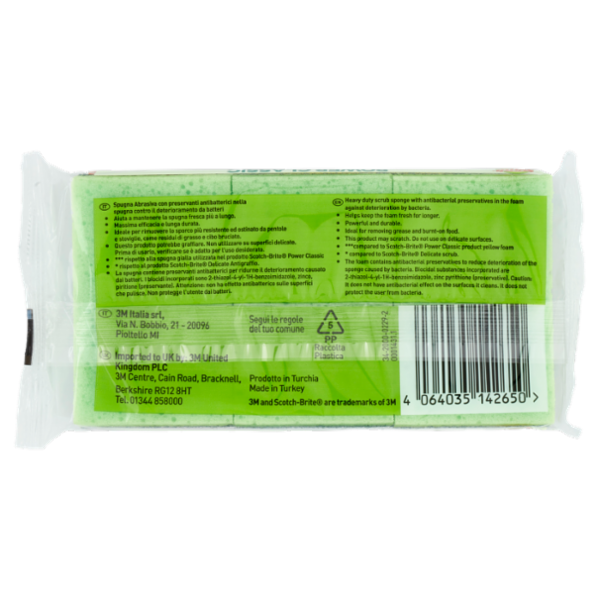 Scotch-Brite® Power Classic Spugna Abrasiva Antibatterica 2+1 Gratis**