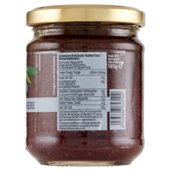 Mastrototaro food Patè di Olive Nere 180 g