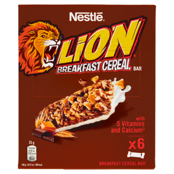 LION Barrette di Cereali Integrali con Cioccolato e Caramello, 6 pezzi da 25 g (150 g)
