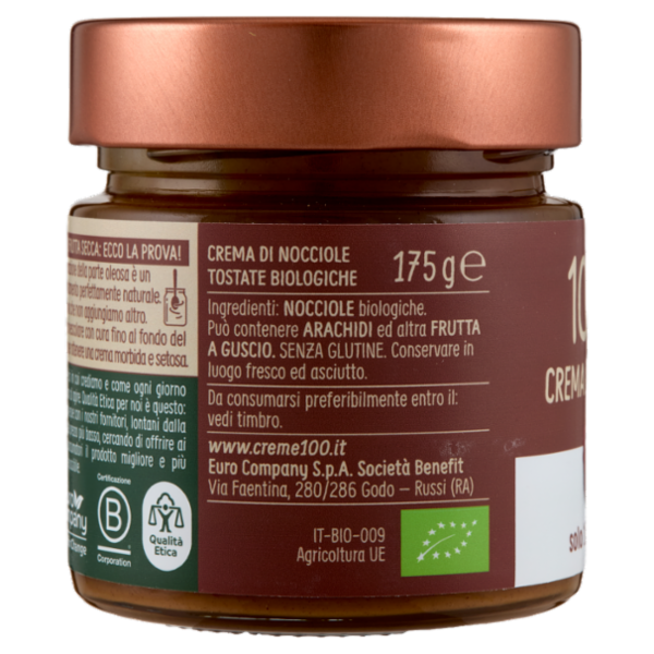 Euro Company 100% Crema di Nocciole Bio 175 g