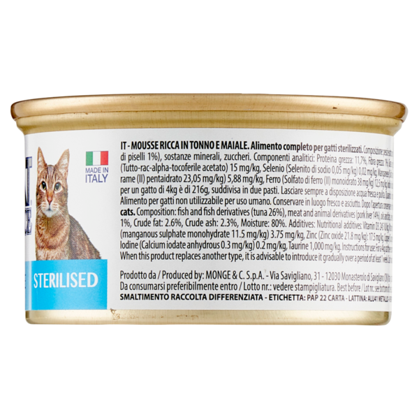 LeChat Excellence Sterilised Mousse Ricca in Tonno e Maiale 85 g