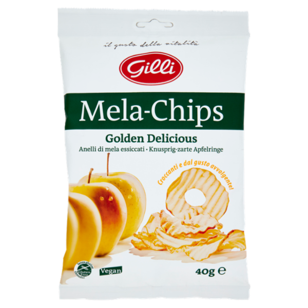 Gilli Mela-Chips Golden Delicious Anelli di mela essiccati 40 g