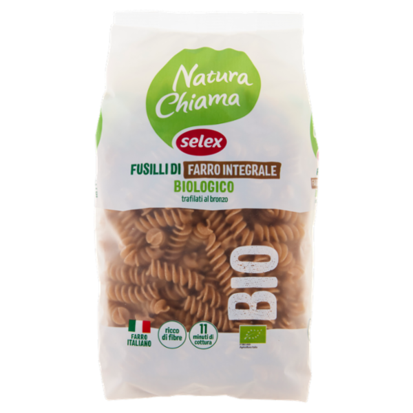 Selex Natura Chiama Pasta di Farro Integrale Biologico Trafilata al Bronzo Fusilli 500 g
