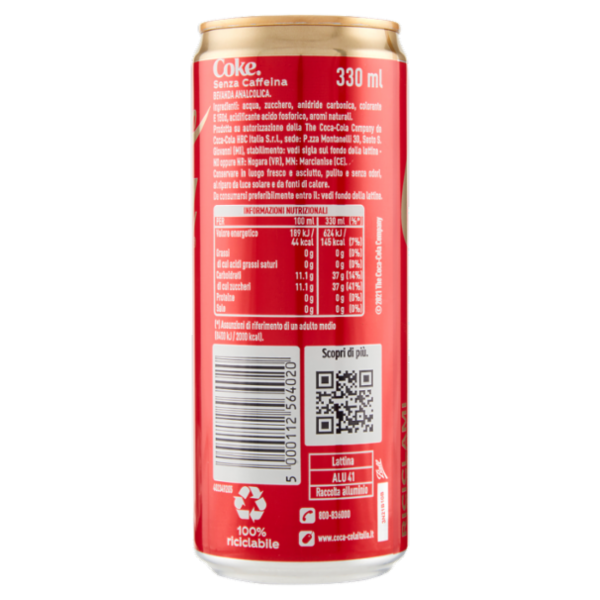 COCA-COLA Senza Caffeina Lattina 330 ml