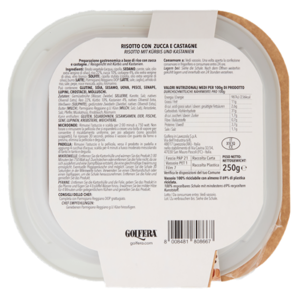 Golfera Ben Fatto Risotto con Zucca e Castagne 250 g