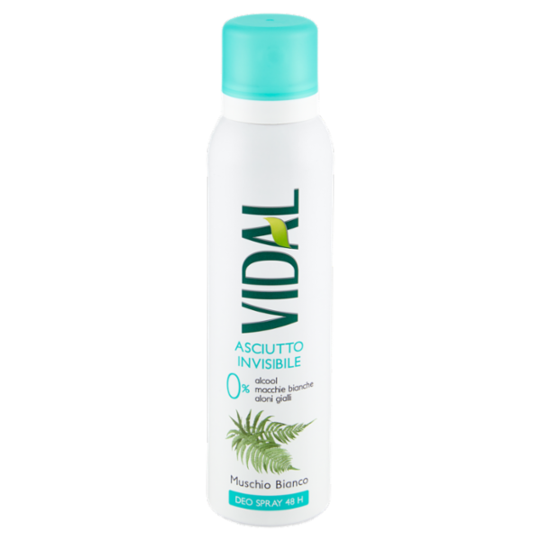 Vidal Asciutto Invisibile Muschio Bianco Deo Spray 48h 150 ml